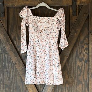 Blue Rain Floral Patterned Dress